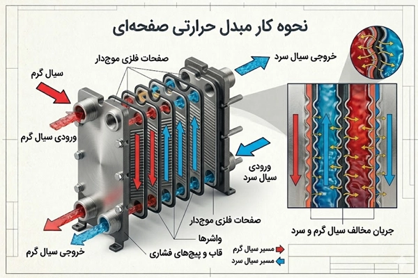 نحوه کار مبدل حرارتی صفحه ای
