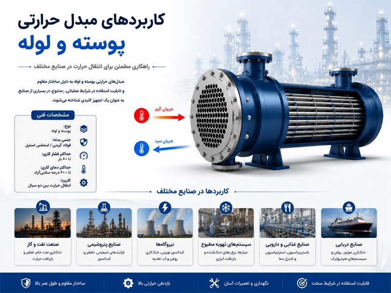 کاربردهای مختلف مبدل پوسته لوله استیل